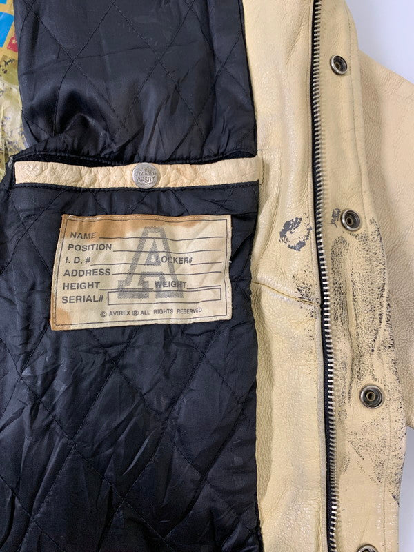 【現状渡し品】【メンズ】 AVIREX アヴィレックス LEATHER STADIUM JACKET レザー切替 スタジアムジャケット アウター 145-250821-yn-12-min サイズ：L カラー：ブラック 万代Net店