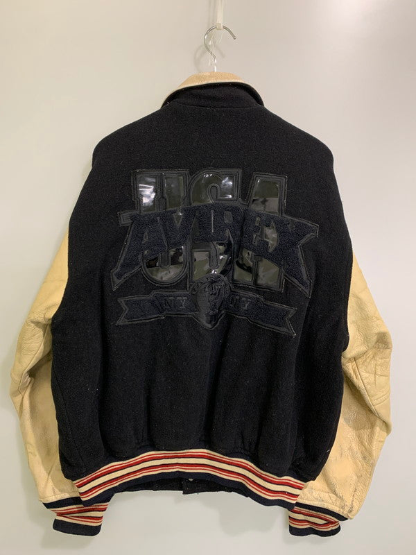 【現状渡し品】【メンズ】 AVIREX アヴィレックス LEATHER STADIUM JACKET レザー切替 スタジアムジャケット アウター 145-250821-yn-12-min サイズ：L カラー：ブラック 万代Net店