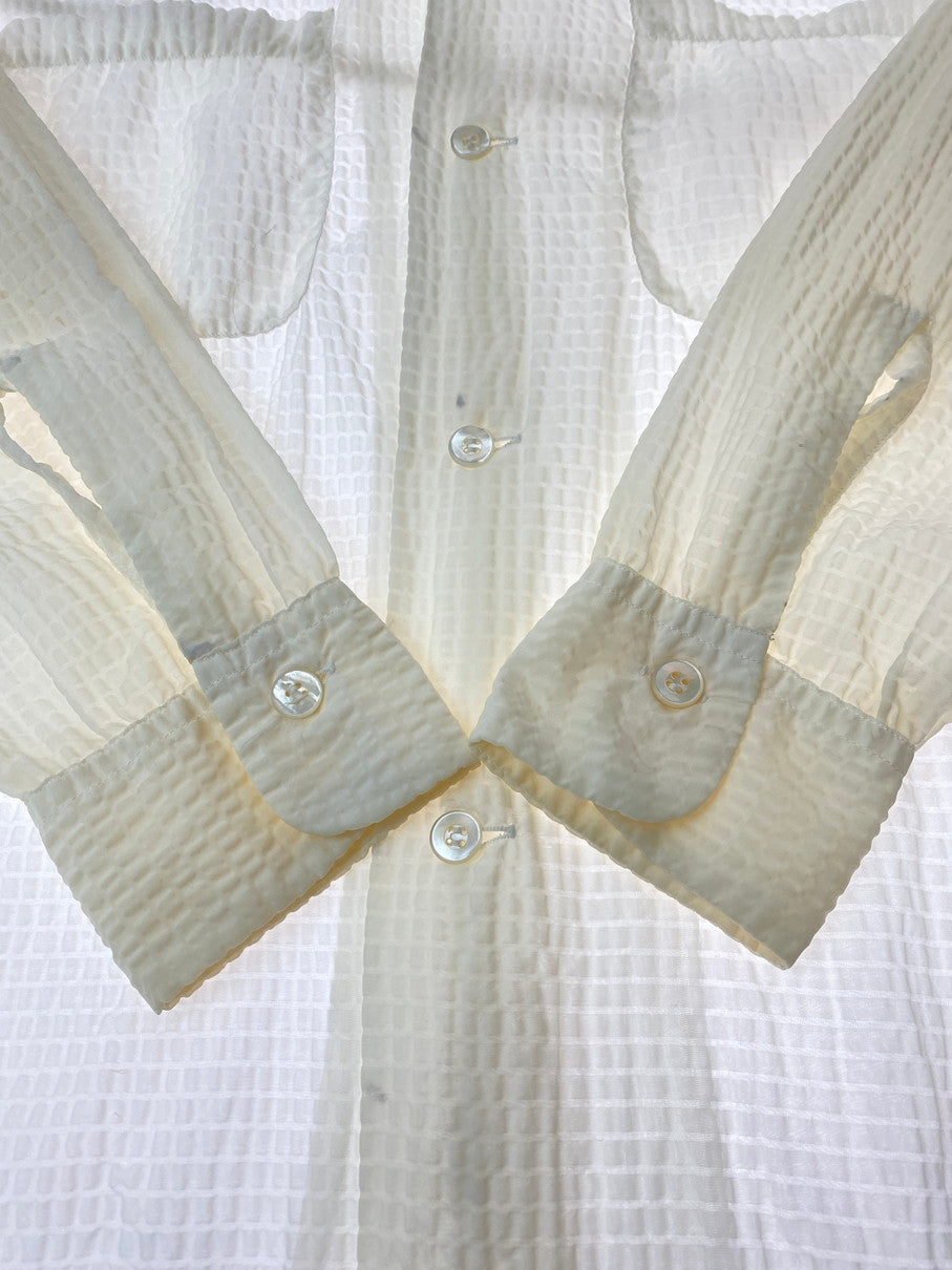 【現状渡し品】【メンズ】 ARROW アロー 50-60S NYLON WAFFLE SHIRT ナイロンワッフルシャツ 146-250816-ks-08-min サイズ：M カラー：オフホワイト 万代Net店