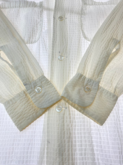【現状渡し品】【メンズ】 ARROW アロー 50-60S NYLON WAFFLE SHIRT ナイロンワッフルシャツ 146-250816-ks-08-min サイズ：M カラー：オフホワイト 万代Net店