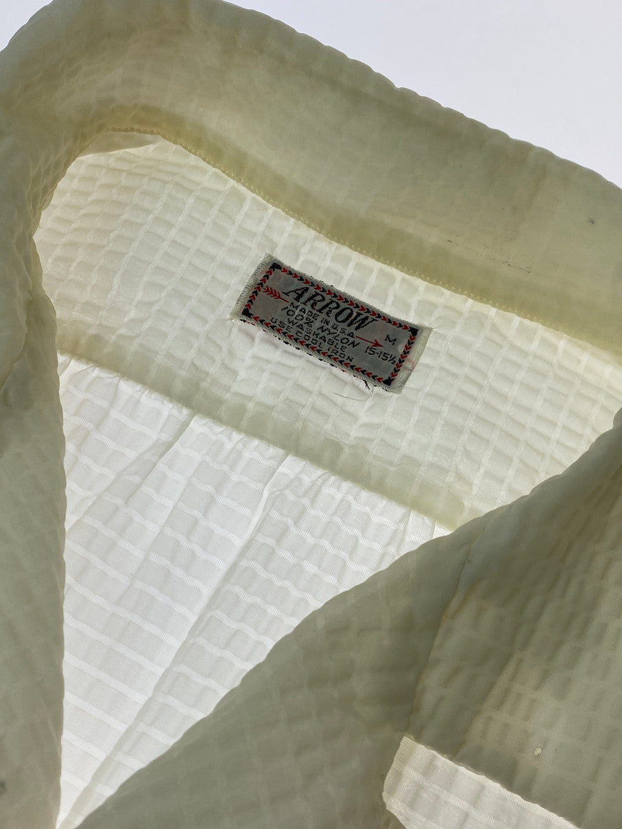 【現状渡し品】【メンズ】 ARROW アロー 50-60S NYLON WAFFLE SHIRT ナイロンワッフルシャツ 146-250816-ks-08-min サイズ：M カラー：オフホワイト 万代Net店