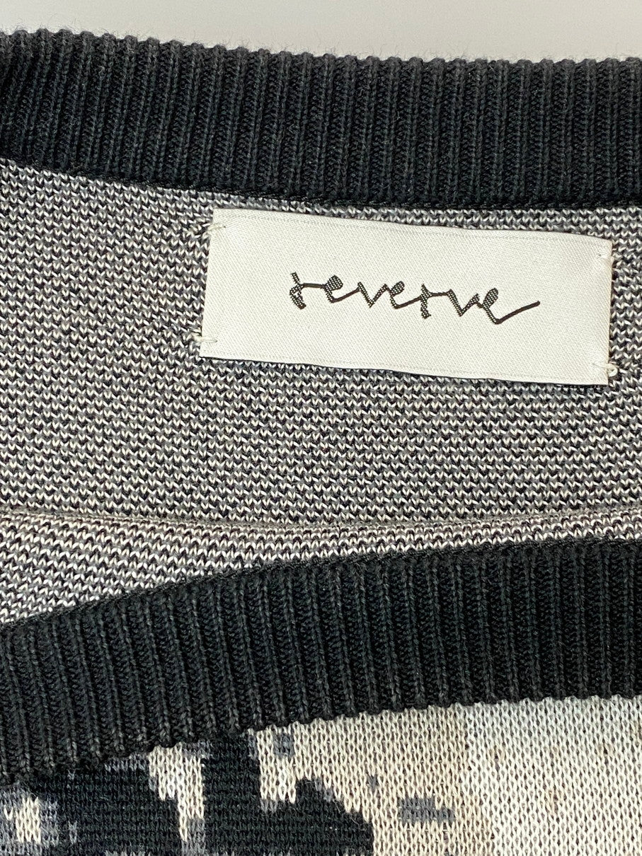 【中古品】【メンズ】 REVERVE リバーブ RV21S005 21SS LS PHOTO KNIT ロングスリーブ フォト ニット 140-250827-AS-21-min サイズ：FREE カラー：ブラック/ホワイト 万代Net店