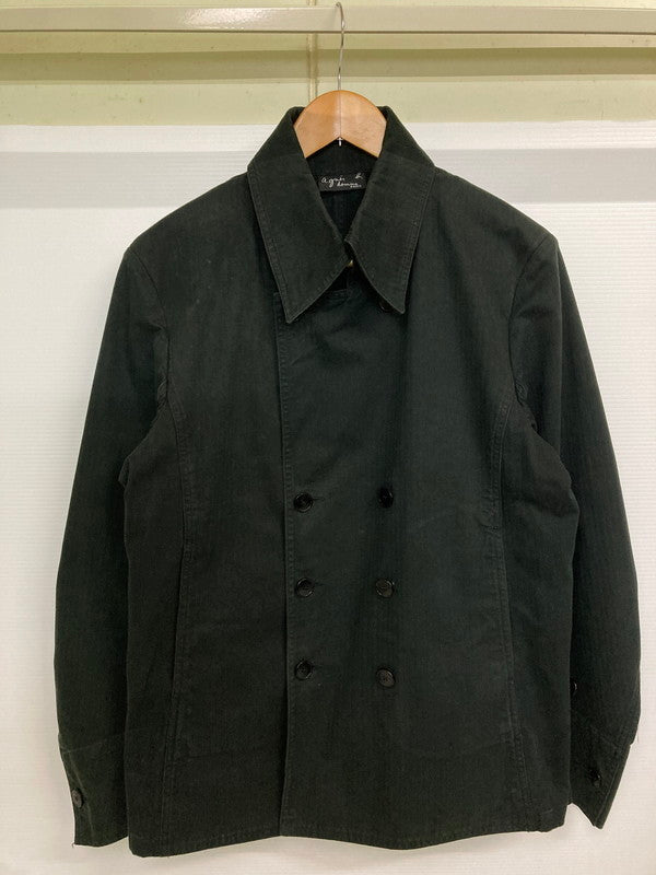 【中古品】【メンズ】 AGNES B HOMME アニエスベーオム COTTON DOUBLE JACKET コットン ダブル ジャケット アウター 141-250819-jt-07-min サイズ：50 カラー：ブラック 万代Net店