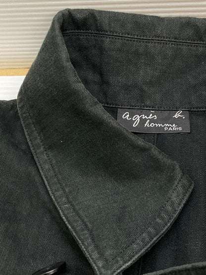 【中古品】【メンズ】 AGNES B HOMME アニエスベーオム COTTON DOUBLE JACKET コットン ダブル ジャケット アウター 141-250819-jt-07-min サイズ：50 カラー：ブラック 万代Net店