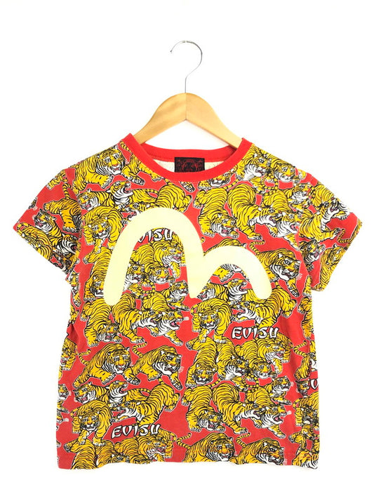 【中古品】【メンズ】 EVISU エヴィス S/S TEE 百虎 カモメ 総柄 Tシャツ 半袖Tシャツ 145-260509-na-04-tag サイズ：34 カラー：レッド系 万代Net店