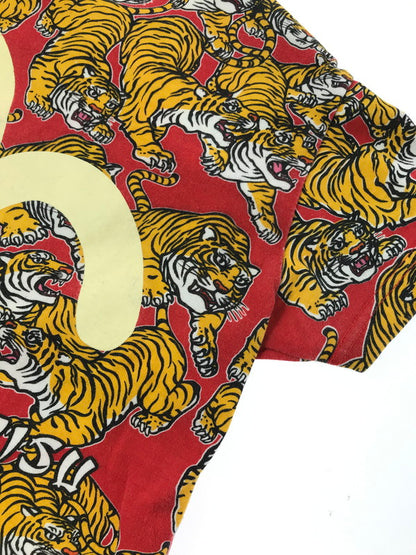 【中古品】【メンズ】 EVISU エヴィス S/S TEE 百虎 カモメ 総柄 Tシャツ 半袖Tシャツ 145-260509-na-04-tag サイズ：34 カラー：レッド系 万代Net店