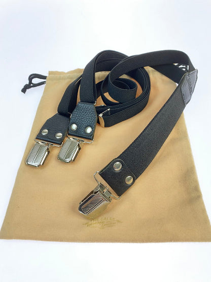 【中古美品】【メンズ】 CALEE キャリー LEATHER SUSPENDER レザー サスペンダー 服飾雑貨 アクセサリー 208-250909-kk-15-min サイズ：F カラー：ブラック 万代Net店