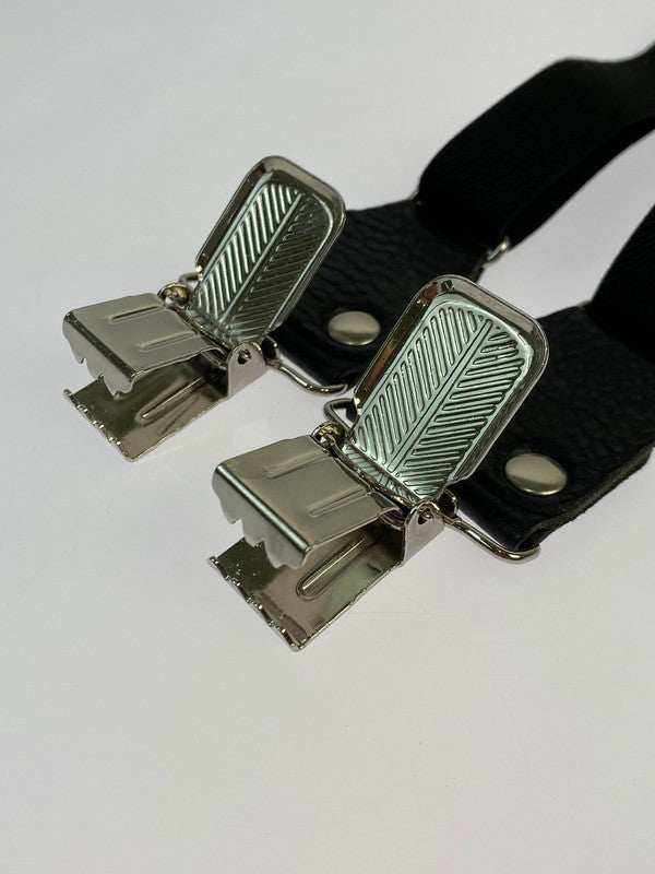 【中古美品】【メンズ】 CALEE キャリー LEATHER SUSPENDER レザー サスペンダー 服飾雑貨 アクセサリー 208-250909-kk-15-min サイズ：F カラー：ブラック 万代Net店