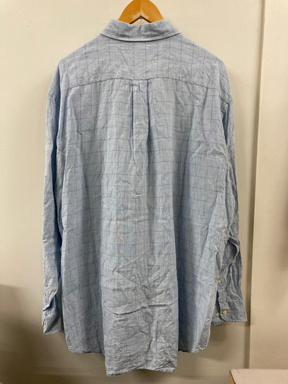 【中古品】【メンズ】 Brooks Brothers ブルックスブラザーズ 346 BD LINEN LS SHIRT ボタンダウン リネン 長袖 シャツ メンズ トップス 146-250822-em-12-min サイズ：XL カラー：サックスブルー 万代Net店