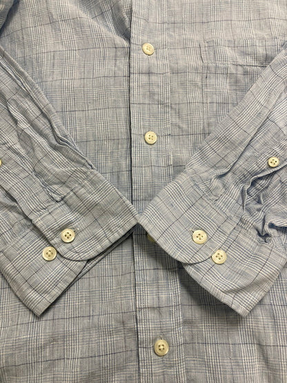 【中古品】【メンズ】 Brooks Brothers ブルックスブラザーズ 346 BD LINEN LS SHIRT ボタンダウン リネン 長袖 シャツ メンズ トップス 146-250822-em-12-min サイズ：XL カラー：サックスブルー 万代Net店