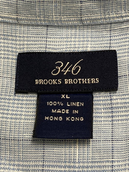 【中古品】【メンズ】 Brooks Brothers ブルックスブラザーズ 346 BD LINEN LS SHIRT ボタンダウン リネン 長袖 シャツ メンズ トップス 146-250822-em-12-min サイズ：XL カラー：サックスブルー 万代Net店