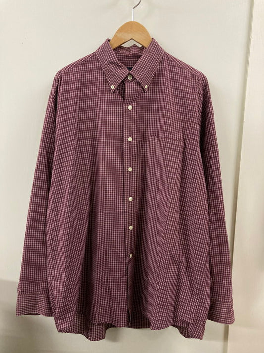 【中古品】【メンズ】 Brooks Brothers ブルックスブラザーズ ESTABLISHED 1818 BD COTTON CHECK SHIRT ボタンダウン コットン チェック シャツ 長袖 メンズ トップス 146-250822-em-05-min サイズ：L カラー：レッド系（格子柄） 万代Net店