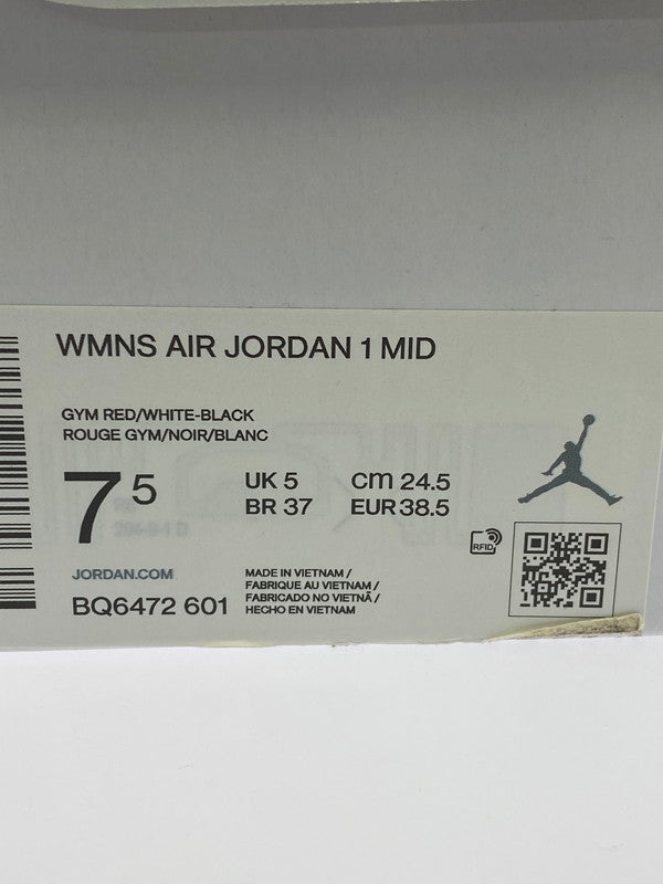 【中古品】【レディース】 NIKE ナイキ BQ6472-601 WOMEN’S AIR JORDAN 1 MID 靴 シューズ スニーカー SNEAKERS 160-250820-ks-01-min サイズ：24.5cm カラー：GYM RED/WHITE‐BLACK 万代Net店