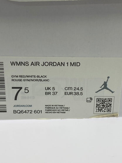 【中古品】【レディース】 NIKE ナイキ BQ6472-601 WOMEN’S AIR JORDAN 1 MID 靴 シューズ スニーカー SNEAKERS 160-250820-ks-01-min サイズ：24.5cm カラー：GYM RED/WHITE‐BLACK 万代Net店