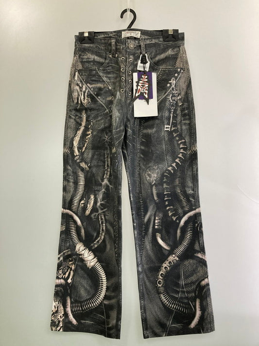 【中古美品】【メンズ】 DND4DES ディーエヌディーフォーデス SNP03 ALIEN VENOM PRINTED PANTS エイリアン ヴェノム プリント パンツ ボトムス タグ付き 153-250823-cn-11-min サイズ：S カラー：ダークグレー系 万代Net店