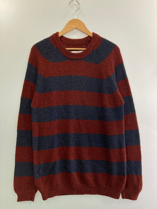 【中古品】【メンズ】 MARTIN MARGIELA マルタンマルジェラ WOOL BORDER L/S KNIT ウール ボーダーニット トップス 141-250823-yn-28-min サイズ：M カラー：ネイビー/ボルドー 万代Net店