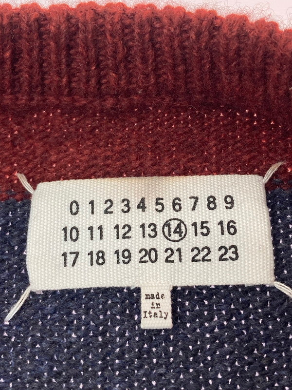 【中古品】【メンズ】 MARTIN MARGIELA マルタンマルジェラ WOOL BORDER L/S KNIT ウール ボーダーニット トップス 141-250823-yn-28-min サイズ：M カラー：ネイビー/ボルドー 万代Net店