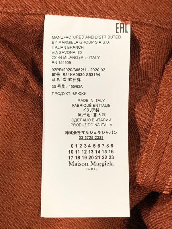 【中古品】【レディース】 MARTIN MARGIELA メゾンマルジェラ 20AW ウールテーパードパンツ S51KA0530 レディース パンツ 168-250829-em-47-min サイズ：38 カラー：バーガンディ 万代Net店