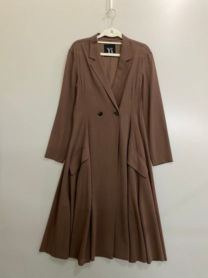 【現状渡し品】 Y'S ワイズ LS ロングスリーブ ロングコート ワンピース YB-J19-102 170-260918-hu-28-min サイズ：サイズ表記不明 カラー：ブラウン 万代Net店