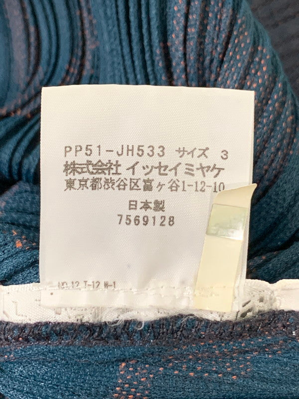 【中古品】【レディース】 PLEATS PLEASE プリーツプリーズ ISSEY MIYAKE イッセイミヤケ 幾何学模様 Vネックワンピース PP51-JH533 レディース 168-250829-em-42-min サイズ：3 カラー：ブラウン/グリーン系 万代Net店