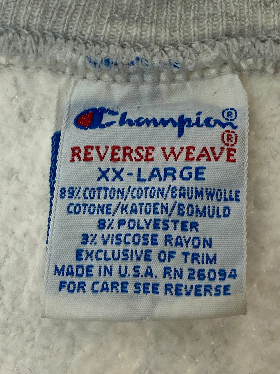 【現状渡し品】【メンズ】 Champion チャンピオン 90S 刺しゅうタグ MARQUETTE DAMAGE REVERSE WEAVE SWEAT スウェット トレーナー 146-250824-AS-25-min サイズ：XXL カラー：グレー 万代Net店