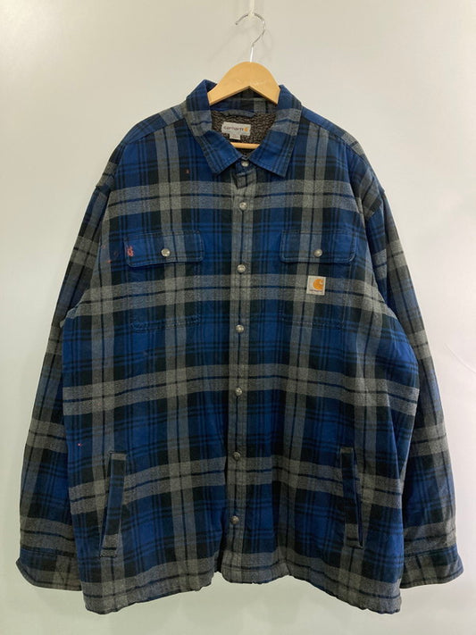 【中古品】【メンズ】 CARHARTT カーハート 101752 988 CHECK FLANNEL JACKET チェック柄 フランネル ジャケット アウター 142-250823-cn-7-min サイズ：3XL カラー：ブルー/グレー系/チェック柄 万代Net店