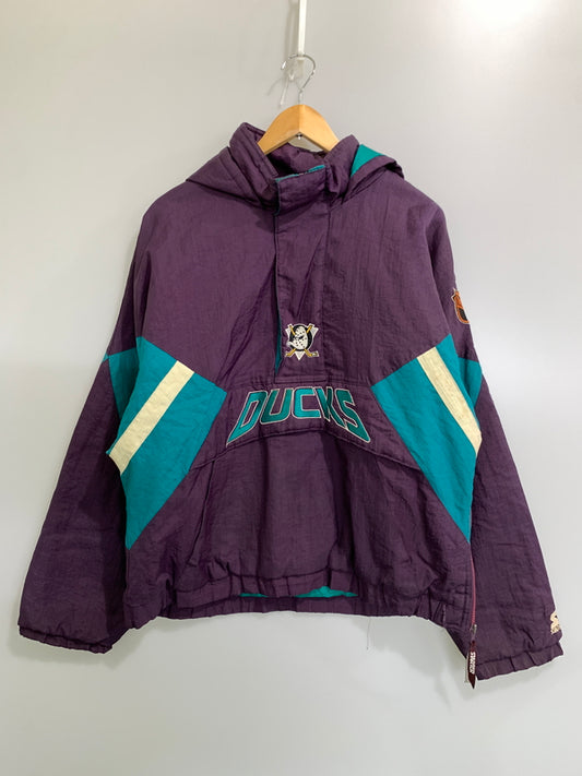 【現状渡し品】【メンズ】 STARTER スターター × NHL 90S MIGHTY DUCKS HALF ZIP JACKET ハーフジップ ジャケット アウター ヴィンテージ 146-260729-AS-4-min サイズ：XL カラー：パープル 万代Net店