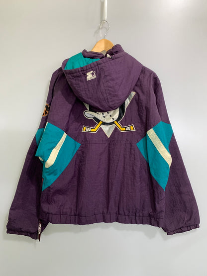 【現状渡し品】【メンズ】 STARTER スターター × NHL 90S MIGHTY DUCKS HALF ZIP JACKET ハーフジップ ジャケット アウター ヴィンテージ 146-260729-AS-4-min サイズ：XL カラー：パープル 万代Net店