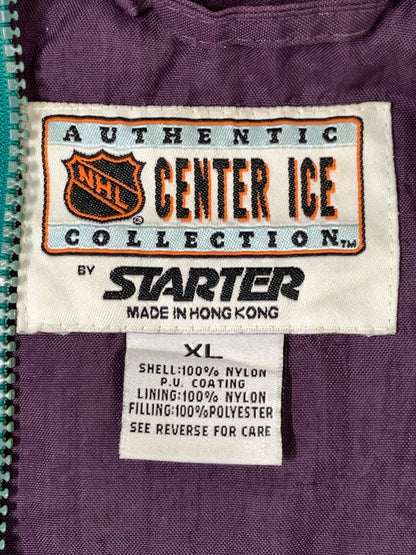 【現状渡し品】【メンズ】 STARTER スターター × NHL 90S MIGHTY DUCKS HALF ZIP JACKET ハーフジップ ジャケット アウター ヴィンテージ 146-260729-AS-4-min サイズ：XL カラー：パープル 万代Net店
