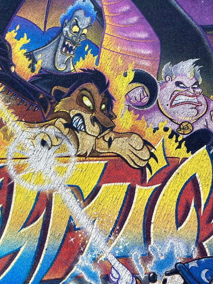 【中古品】【メンズ】 DISNEY WORLD ディズニー ワールド FANTASIA VILLAIN ファンタジア ヴィランズ VS　MICKEY FANTASMIC! ミッキー ファンタズミック！ T‐SHIRT トップス 146-250823-cn-1-min サイズ：表記サイズなし カラー：ネイビー～ライトブルー 万代Net店
