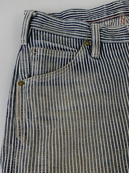 【現状渡し品】【メンズ】 IRON HEART アイアン ハート ヒッコリー ペインター パンツ メンズ ボトムス 156-250829-em-49-min サイズ：W31 カラー：ブルー/ホワイト（ストライプ） 万代Net店