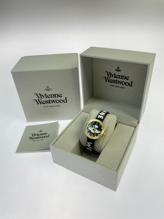 【中古品】【メンズ/レディース】 Vivienne Westwood ヴィヴィアンウエストウッド ロゴベルト クオーツ腕時計 VV221GDBKSTD ウォッチ 198-251130-em-60-min カラー：ゴールド ブラック文字盤 万代Net店