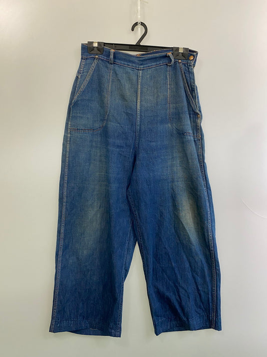 【現状渡し品】【メンズ/レディース】 STOCKTON OF DALLAS ストックトン オブ ダラス DENIM RANCH PANTS 40-50'S デニム ランチ パンツ 40年代〜50年代 ヴィンテージ ワークパンツ 157-250825-em-32-min カラー：インディゴブルー 万代Net店