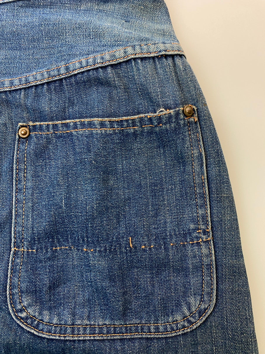 【現状渡し品】【メンズ/レディース】 STOCKTON OF DALLAS ストックトン オブ ダラス DENIM RANCH PANTS 40-50'S デニム ランチ パンツ 40年代〜50年代 ヴィンテージ ワークパンツ 157-250825-em-32-min カラー：インディゴブルー 万代Net店