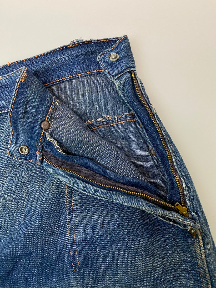 【現状渡し品】【メンズ/レディース】 STOCKTON OF DALLAS ストックトン オブ ダラス DENIM RANCH PANTS 40-50'S デニム ランチ パンツ 40年代〜50年代 ヴィンテージ ワークパンツ 157-250825-em-32-min カラー：インディゴブルー 万代Net店