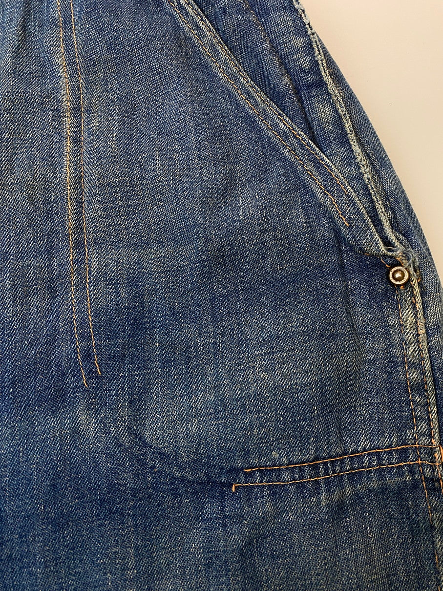 【現状渡し品】【メンズ/レディース】 STOCKTON OF DALLAS ストックトン オブ ダラス DENIM RANCH PANTS 40-50'S デニム ランチ パンツ 40年代〜50年代 ヴィンテージ ワークパンツ 157-250825-em-32-min カラー：インディゴブルー 万代Net店