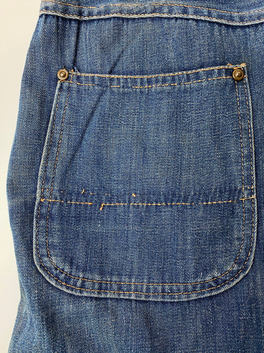 【現状渡し品】【メンズ/レディース】 STOCKTON OF DALLAS ストックトン オブ ダラス DENIM RANCH PANTS 40-50'S デニム ランチ パンツ 40年代〜50年代 ヴィンテージ ワークパンツ 157-250825-em-32-min カラー：インディゴブルー 万代Net店