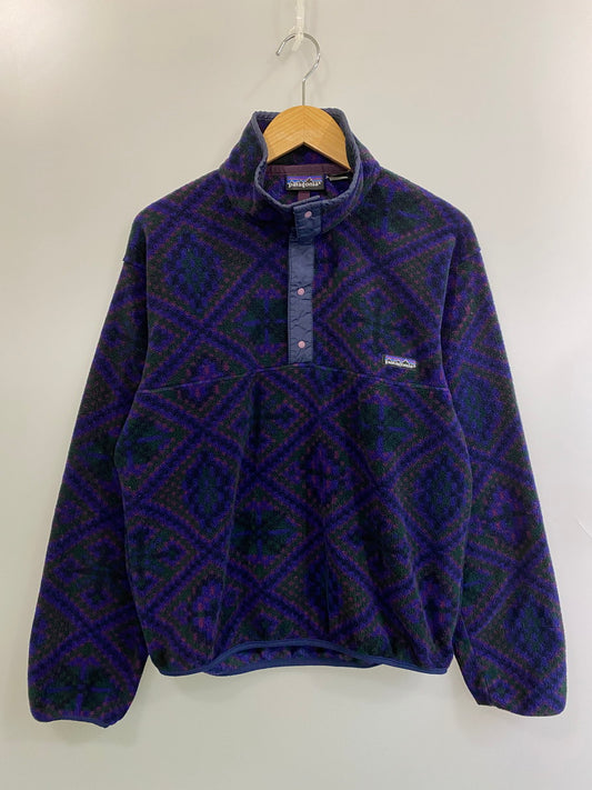 【中古品】【メンズ】 patagonia パタゴニア SNAP-T 25200 90'S スナップT 90年代 フリース ジャケット メンズ アウター 144-250825-em-40-min サイズ：S カラー：パープル系（ダイヤ柄） 万代Net店