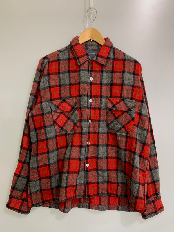 【中古品】【メンズ】 VINTAGE 50's SHADOW CHECK SHIRT ヴィンテージ チェック シャツ 長袖シャツ トップス 146-250828-yn-07-min カラー：レッド/グレー 万代Net店