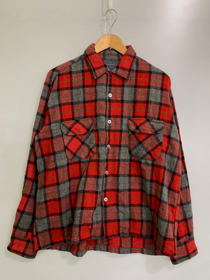 【中古品】【メンズ】 VINTAGE 50's SHADOW CHECK SHIRT ヴィンテージ チェック シャツ 長袖シャツ トップス 146-250828-yn-07-min カラー：レッド/グレー 万代Net店