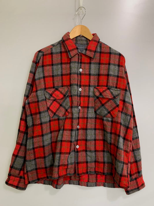 【中古品】【メンズ】 VINTAGE 50's SHADOW CHECK SHIRT ヴィンテージ チェック シャツ 長袖シャツ トップス 146-250828-yn-07-min カラー：レッド/グレー 万代Net店