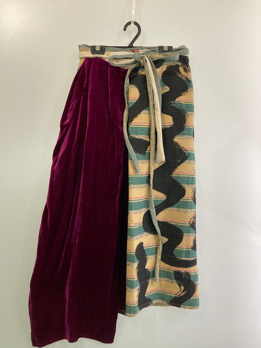 【中古品】【レディース】 Vivienne Westwood ヴィヴィアンウエストウッド DOCKING SKIRT 12-01-271006 ドッキング スカート レディース ボトムス 巻きスカート 171-250901-em-04-min サイズ：40 カラー：グリーン/ベージュ/ブラック 万代Net店