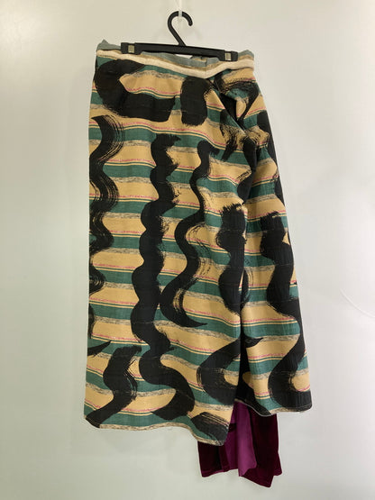 【中古品】【レディース】 Vivienne Westwood ヴィヴィアンウエストウッド DOCKING SKIRT 12-01-271006 ドッキング スカート レディース ボトムス 巻きスカート 171-250901-em-04-min サイズ：40 カラー：グリーン/ベージュ/ブラック 万代Net店