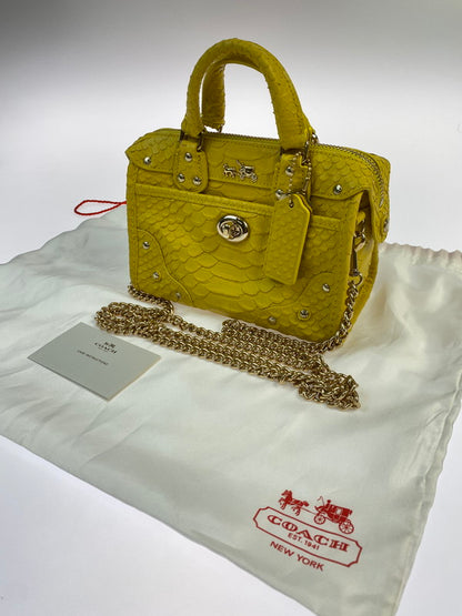 【中古品】【レディース】 COACH コーチ RHYDER 18 EMBOSSED LEATHER CHAIN CROSSBODY 34743 ライダー 18 エンボスド レザーチェーン クロスボディ 鞄 2WAYバッグ 180-250906-kk-04-min カラー：イエロー 万代Net店