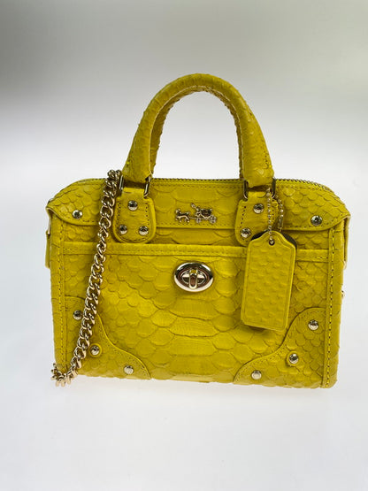 【中古品】【レディース】 COACH コーチ RHYDER 18 EMBOSSED LEATHER CHAIN CROSSBODY 34743 ライダー 18 エンボスド レザーチェーン クロスボディ 鞄 2WAYバッグ 180-250906-kk-04-min カラー：イエロー 万代Net店