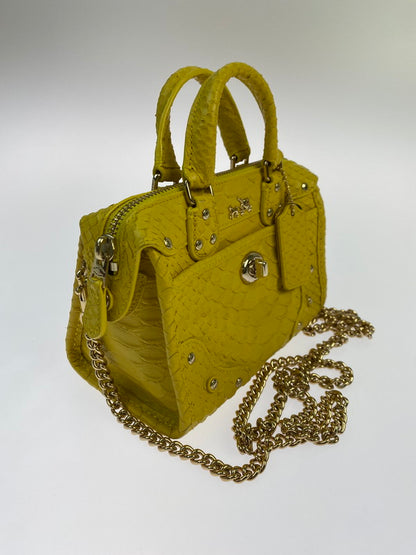 【中古品】【レディース】 COACH コーチ RHYDER 18 EMBOSSED LEATHER CHAIN CROSSBODY 34743 ライダー 18 エンボスド レザーチェーン クロスボディ 鞄 2WAYバッグ 180-250906-kk-04-min カラー：イエロー 万代Net店