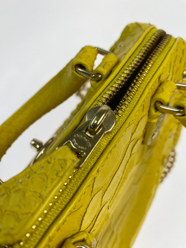 【中古品】【レディース】 COACH コーチ RHYDER 18 EMBOSSED LEATHER CHAIN CROSSBODY 34743 ライダー 18 エンボスド レザーチェーン クロスボディ 鞄 2WAYバッグ 180-250906-kk-04-min カラー：イエロー 万代Net店