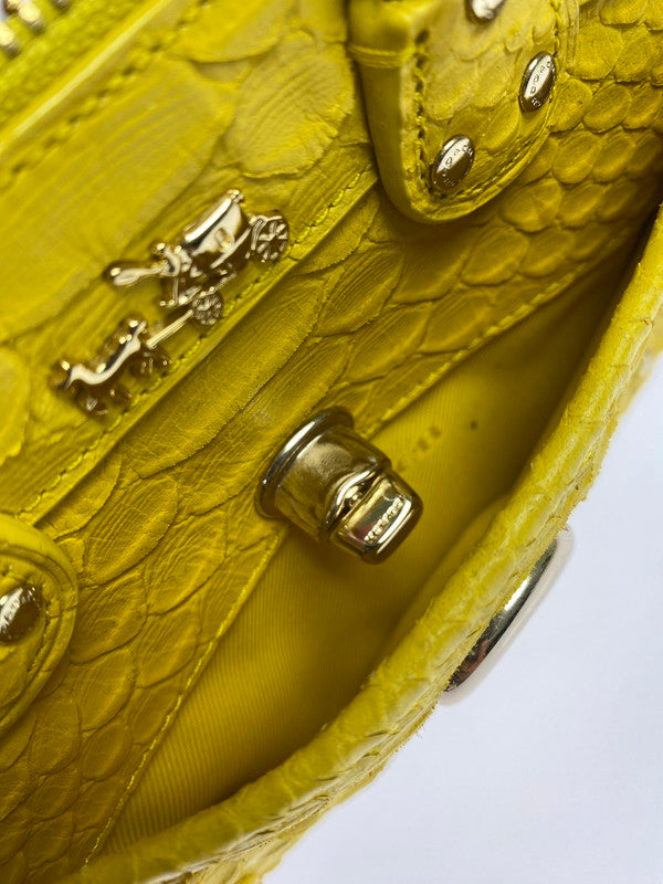 【中古品】【レディース】 COACH コーチ RHYDER 18 EMBOSSED LEATHER CHAIN CROSSBODY 34743 ライダー 18 エンボスド レザーチェーン クロスボディ 鞄 2WAYバッグ 180-250906-kk-04-min カラー：イエロー 万代Net店