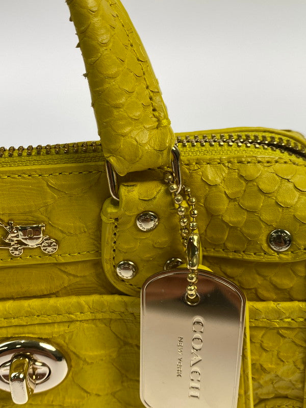 【中古品】【レディース】 COACH コーチ RHYDER 18 EMBOSSED LEATHER CHAIN CROSSBODY 34743 ライダー 18 エンボスド レザーチェーン クロスボディ 鞄 2WAYバッグ 180-250906-kk-04-min カラー：イエロー 万代Net店