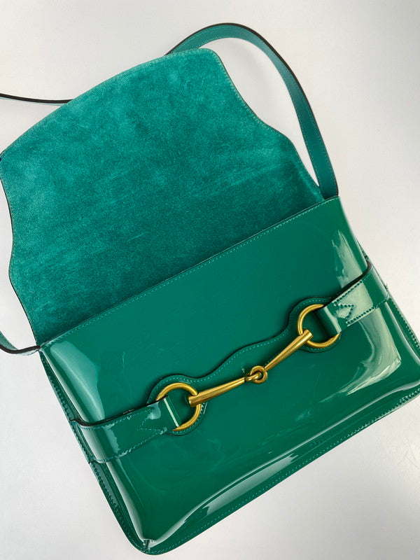 【中古品】【レディース】 GUCCI グッチ エナメル ホースビット ショルダーバッグ 317636 200047 カバン 180-250906-kk-09-min カラー：グリーン 万代Net店